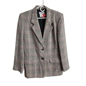 David Brooks Plaid Blazer - Black, White, Red
